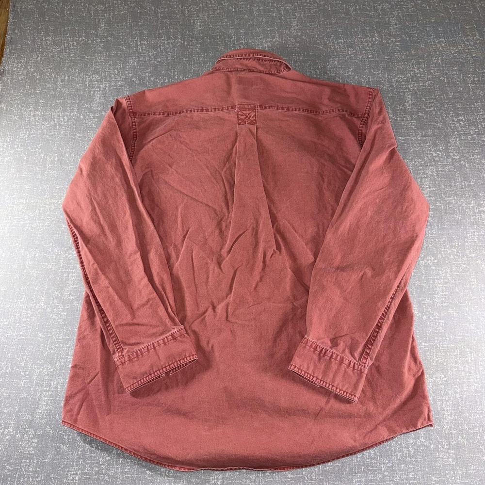 L.L. Bean Shirt Mens Medium Red Canvas Long Sleeve Button Up Casual Workwear - Picture 8 of 8